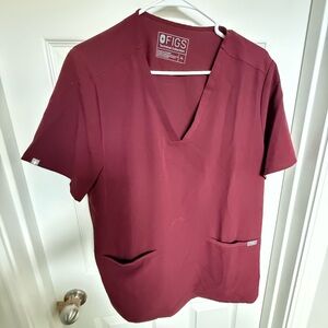 Figs Women's Maroon Short Sleeve Top